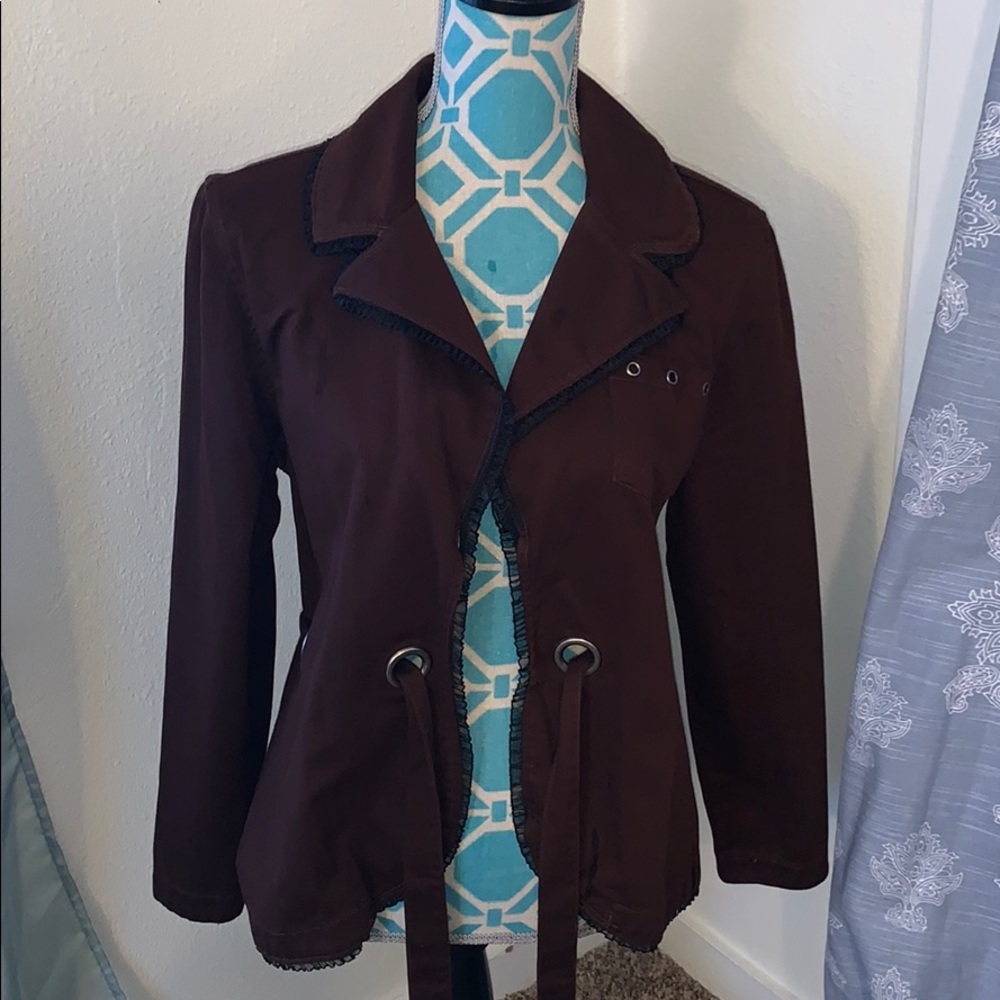 🦋Vintage Beverly’s Dark Brown & Black Lace Jacket